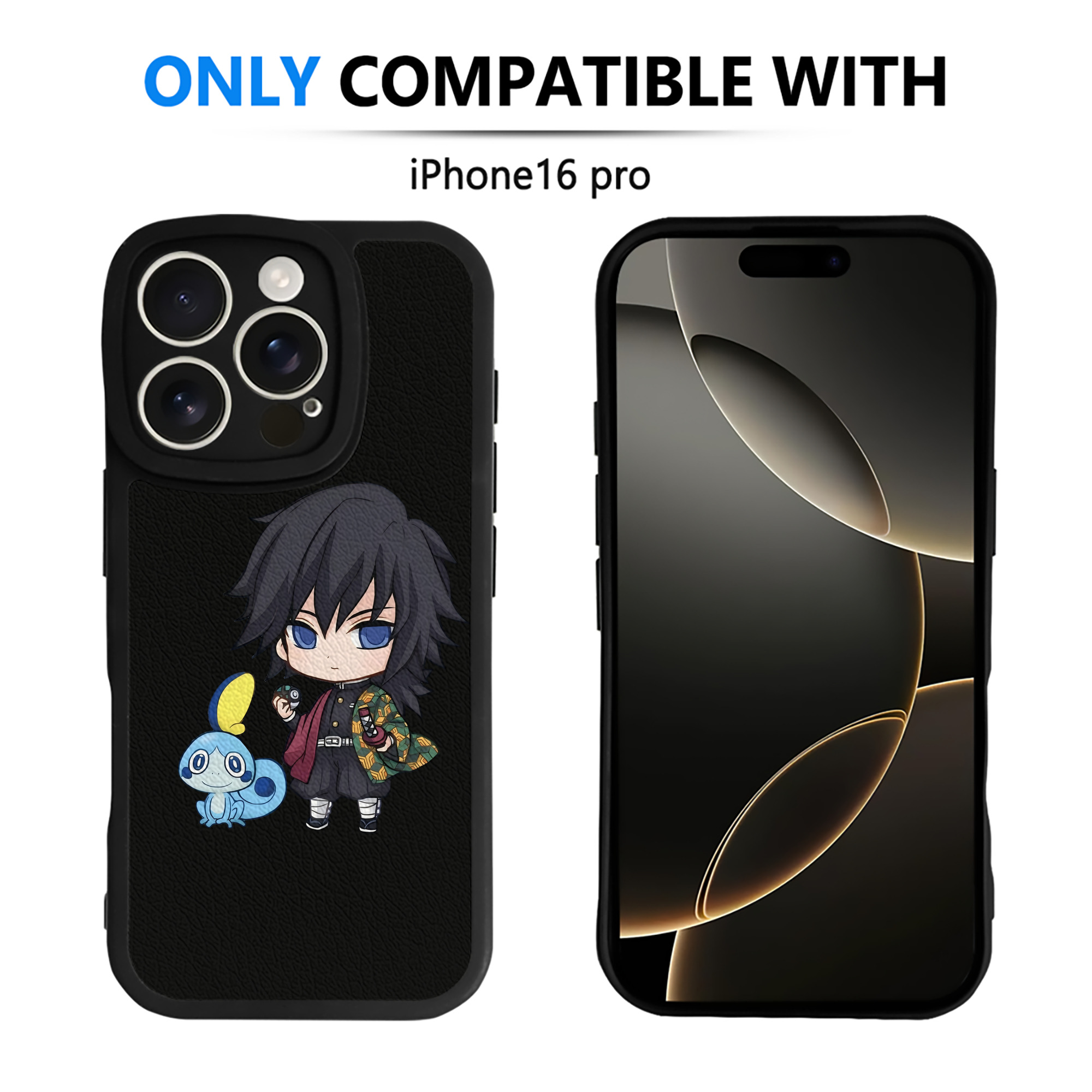 （画像用） 鬼滅の刃（きめつのやいば）水柱-冨岡 義勇／とみおか ぎゆう Tomioka Giyuu 【iPhone 16シリーズ対応】シリコンスマホケース（レザー調） 材質：シリコン